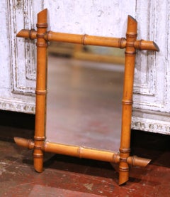 Miroir mural en faux bambou français du début du 20e siècle