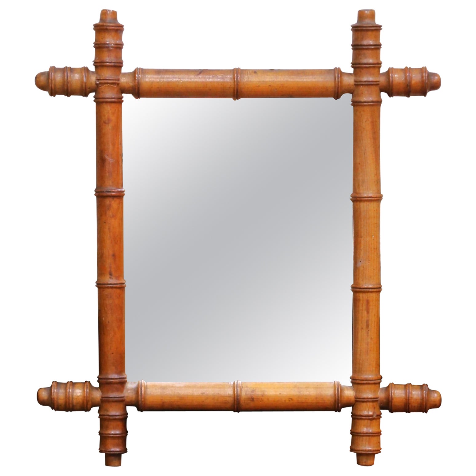 Espejo de pared francés de bambú de imitación de principios del siglo XX en venta