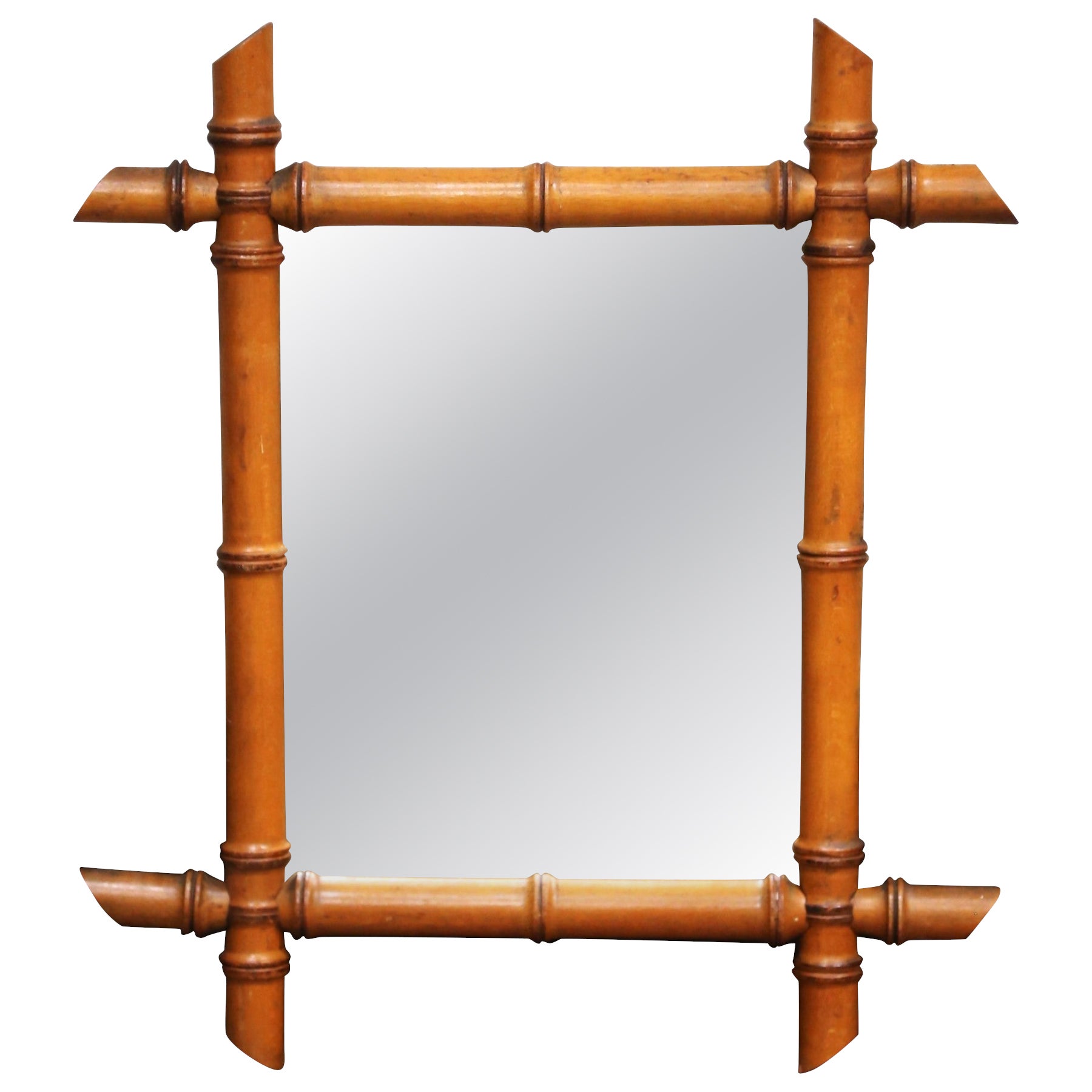 Early 20th Century French Faux Bamboo Wall Mirror
