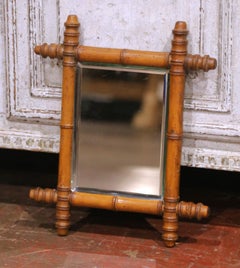 Early 20th Century French Faux Bamboo Wall Mirror with Beveled Glass