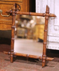 Early 20th Century French Faux Bamboo Walnut Wall Mirror