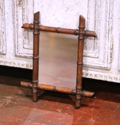 Early 20th Century French Faux Bamboo Walnut Wall Mirror