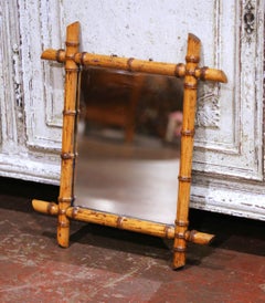 Early 20th Century French Faux Bamboo Walnut Wall Mirror