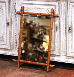 Early 20th Century French Faux Bamboo Walnut Wall Mirror