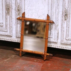 Frühes 20. Jahrhundert Französisch Faux Bamboo Walnuss Wandspiegel mit Finials