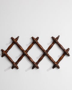 Early 20th Century French Faux Bamboo Wooden Coat Hanger Rack