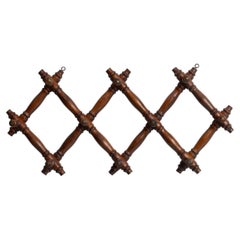 Early 20th Century French Faux Bamboo Wooden Coat Hanger Rack