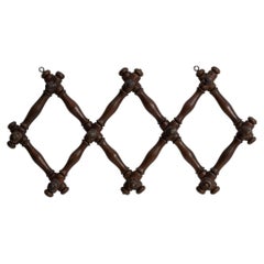 Early 20th Century French Faux Bamboo Wooden Coat Hanger Rack