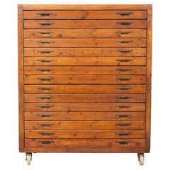 Lot - Vintage Oak 24 Drawer Flat File Cabinet