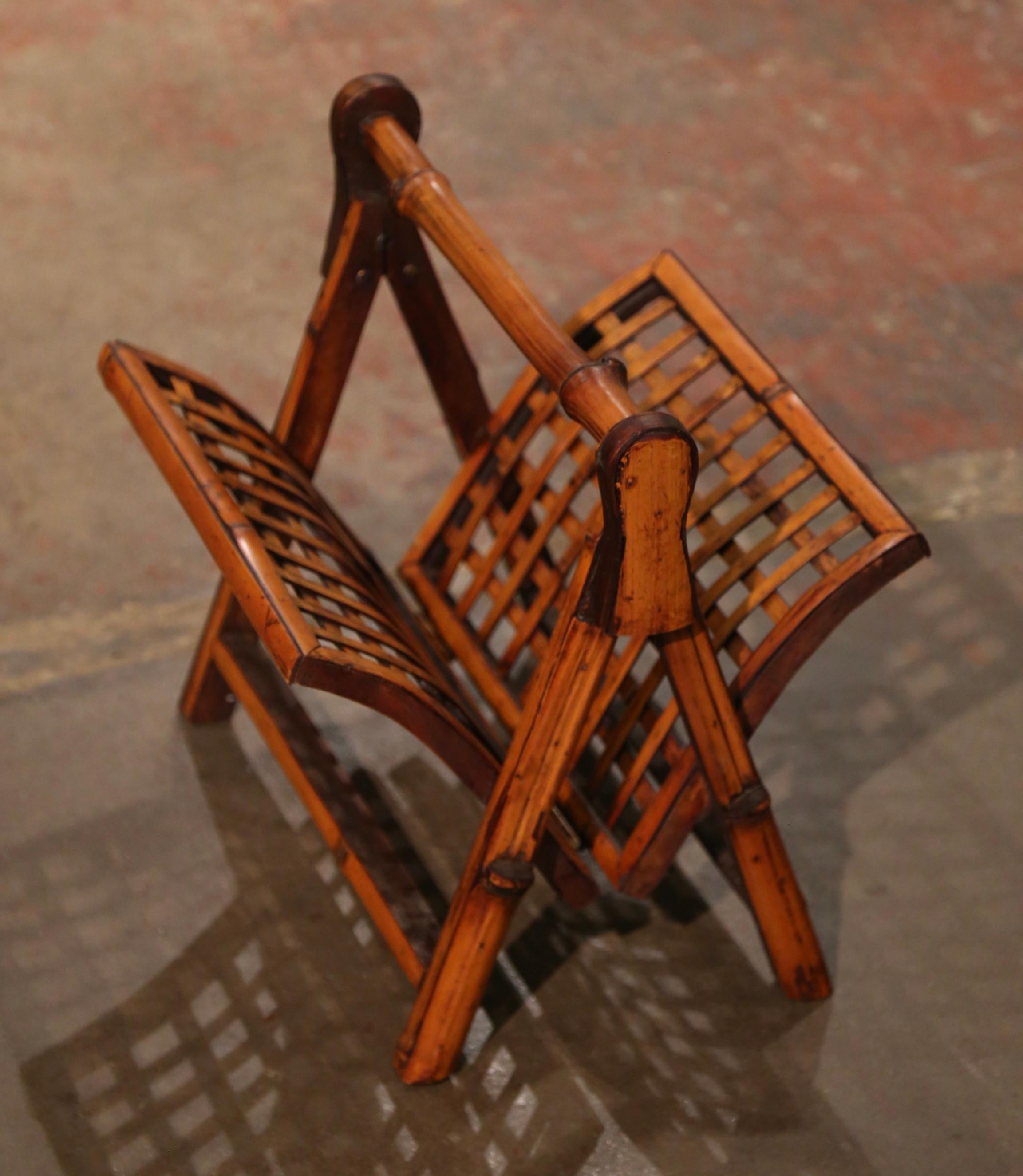 Early 20th Century French Folding Bamboo Magazine Rack For Sale 2