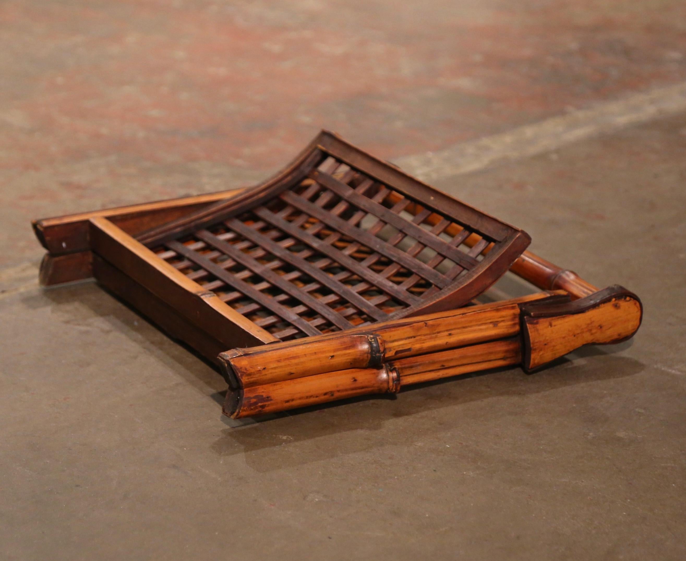 Early 20th Century French Folding Bamboo Magazine Rack For Sale 3