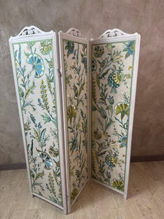 Early 20th Century French Folding Screen Reupholstered