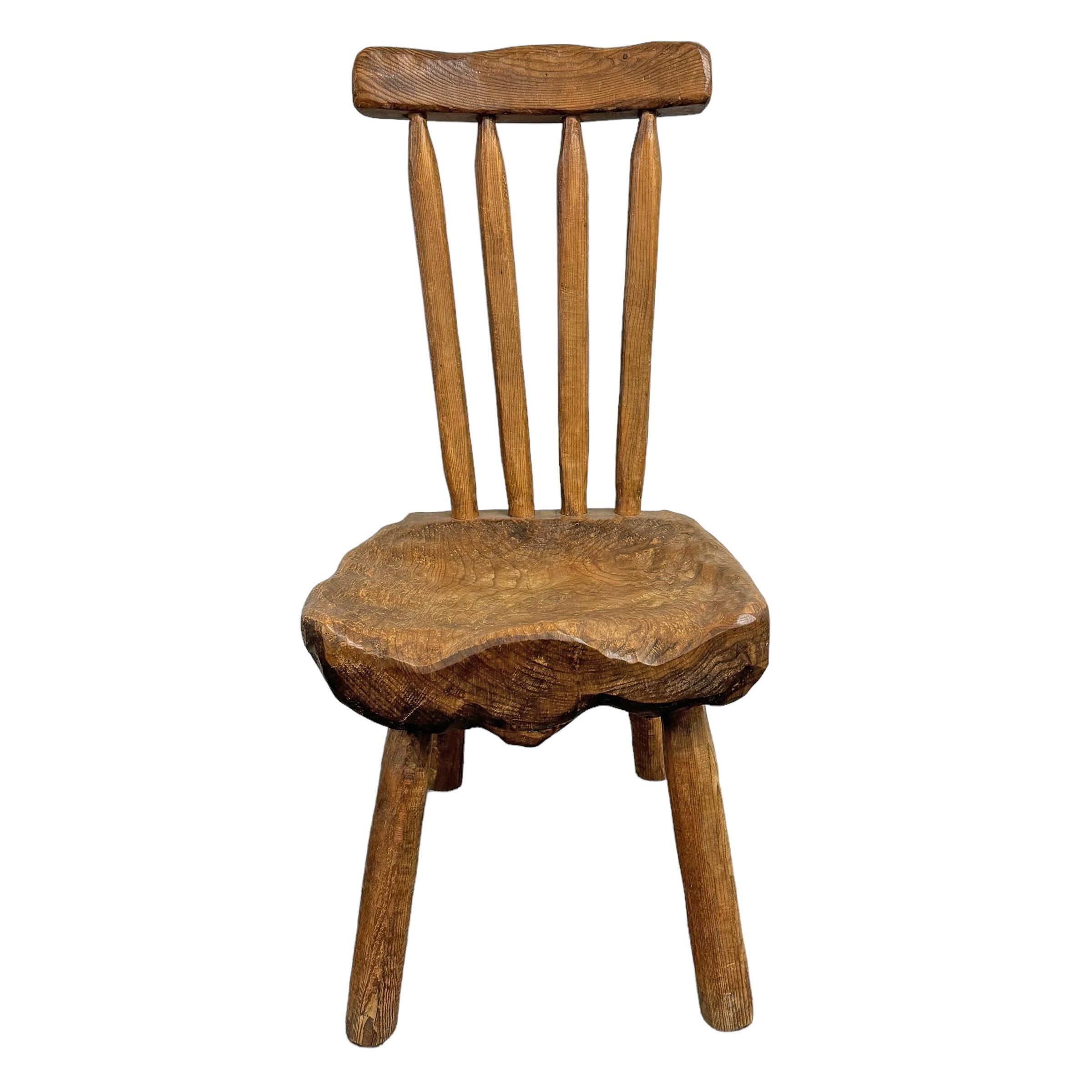 Hand-Carved Early 20th Century French Folk Art Chair For Sale
