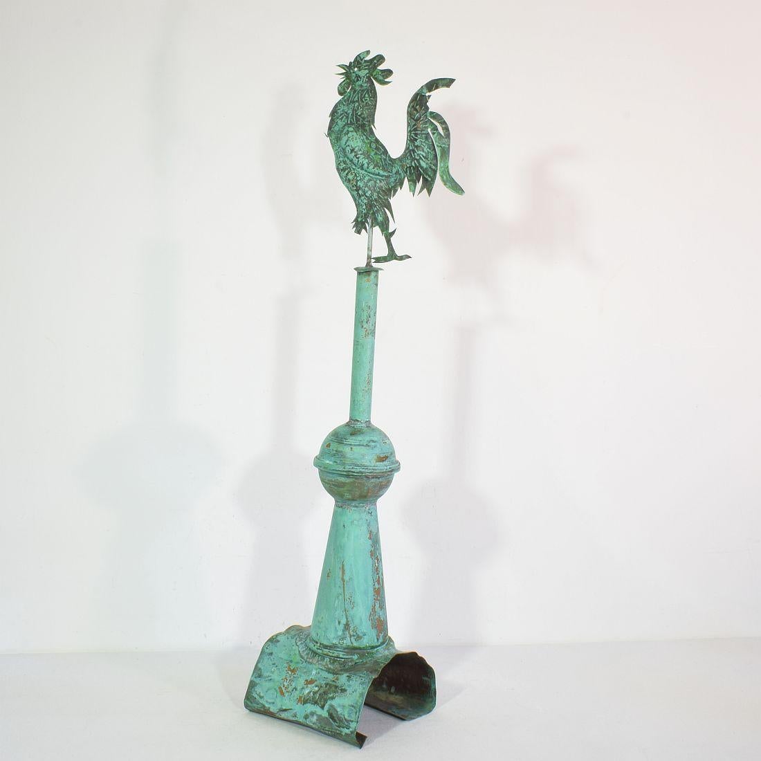 Hand-Crafted Early 20th Century, French Folk Art Copper Weathervane with Rooster