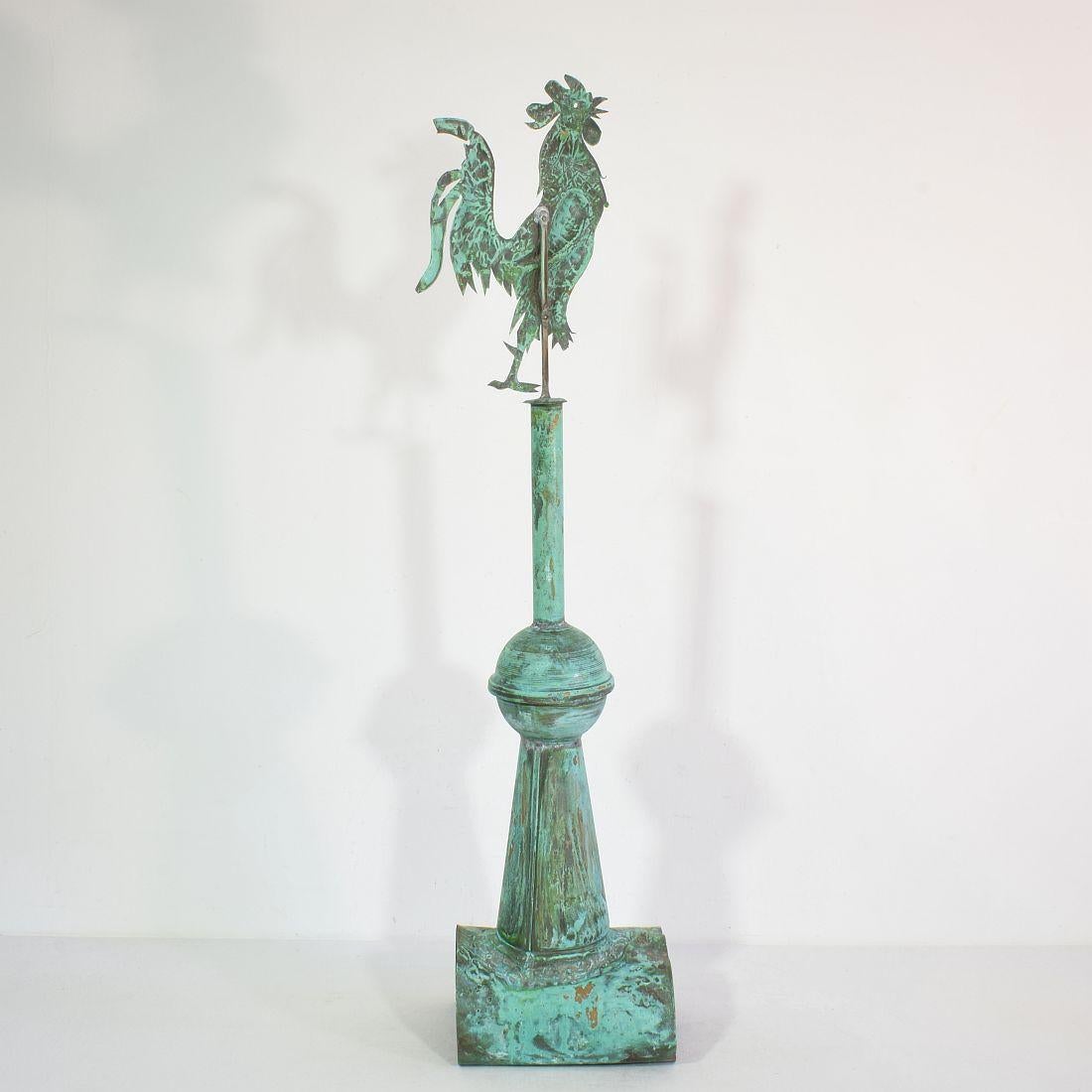Early 20th Century, French Folk Art Copper Weathervane with Rooster 2