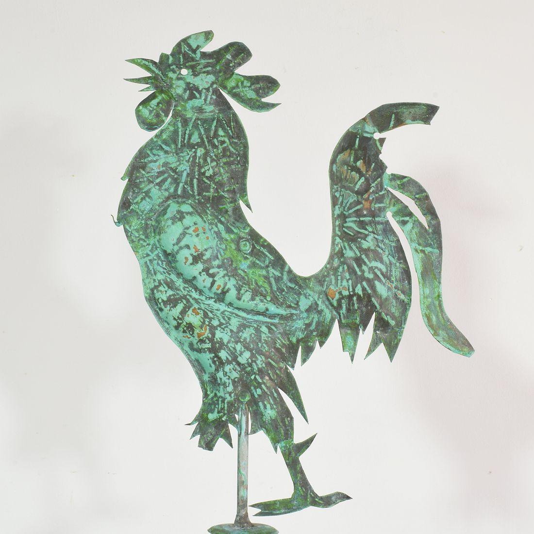Early 20th Century, French Folk Art Copper Weathervane with Rooster 4