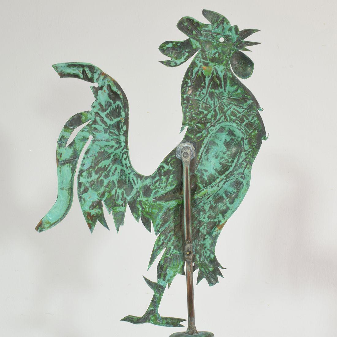 Early 20th Century, French Folk Art Copper Weathervane with Rooster 5