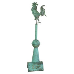 Antique Early 20th Century, French Folk Art Copper Weathervane with Rooster