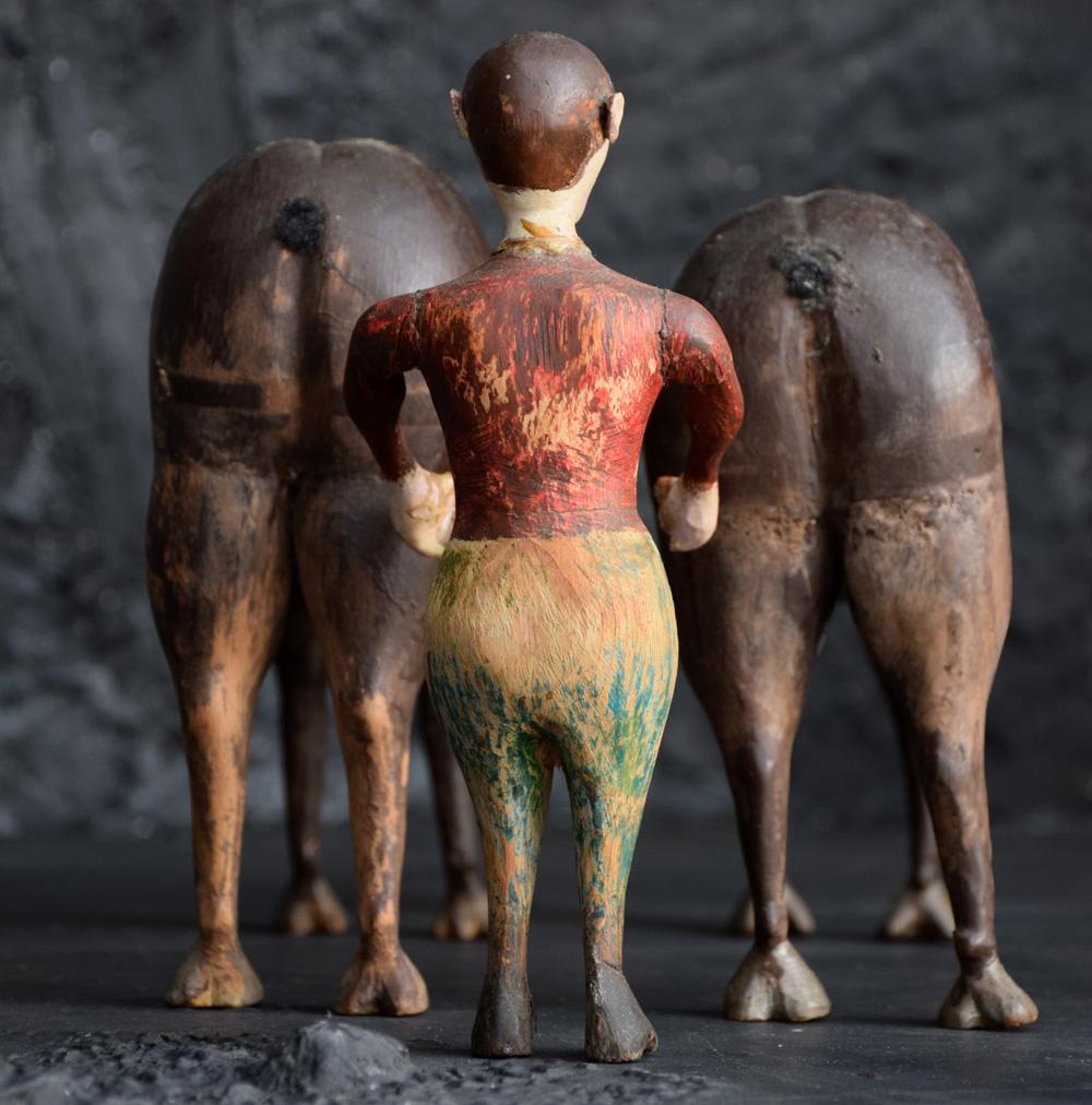 Early 20th Century French Folk Art Horse and Jockey Figures 3