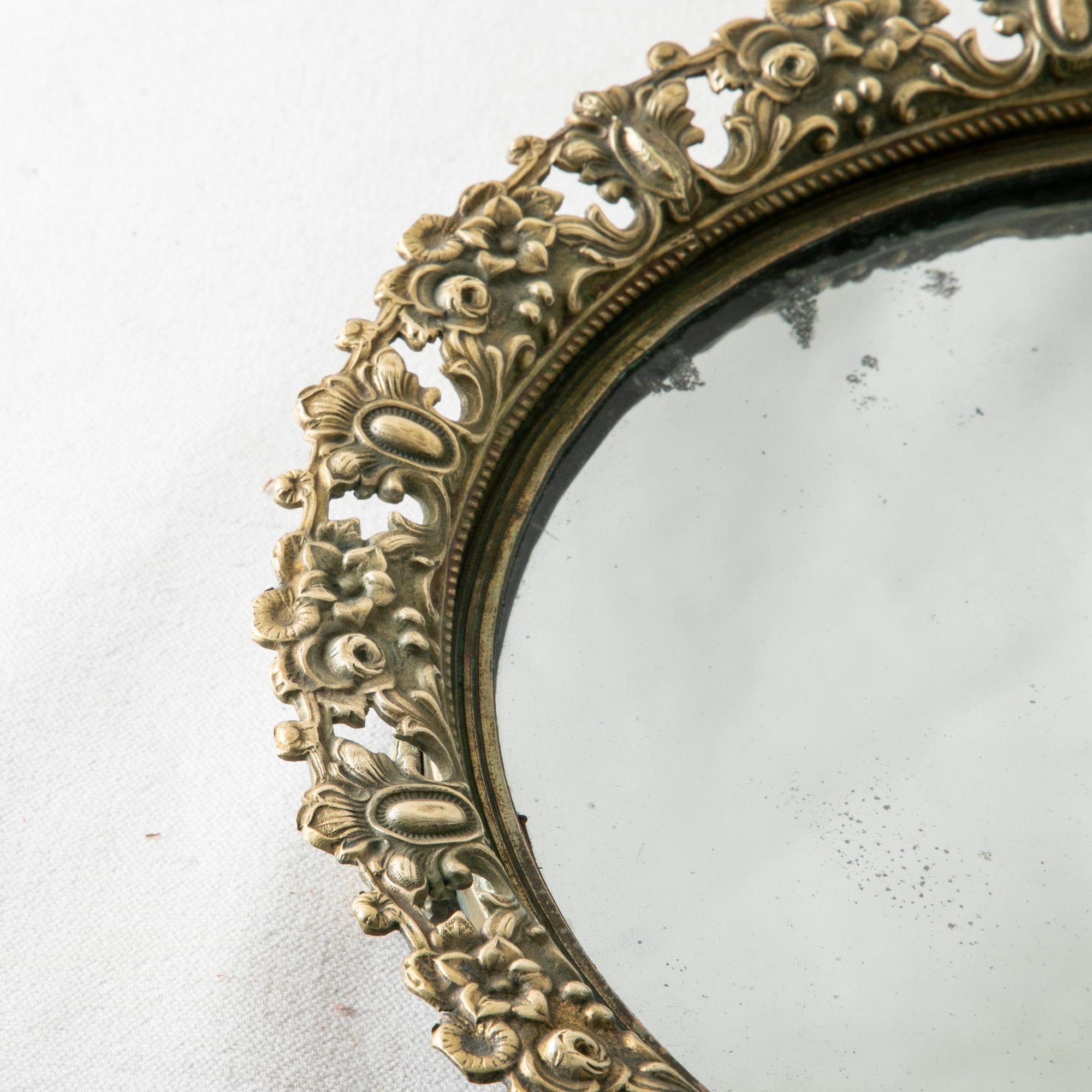 Early 20th Century French Footed Bronze Vanity Tray with Mirror 2