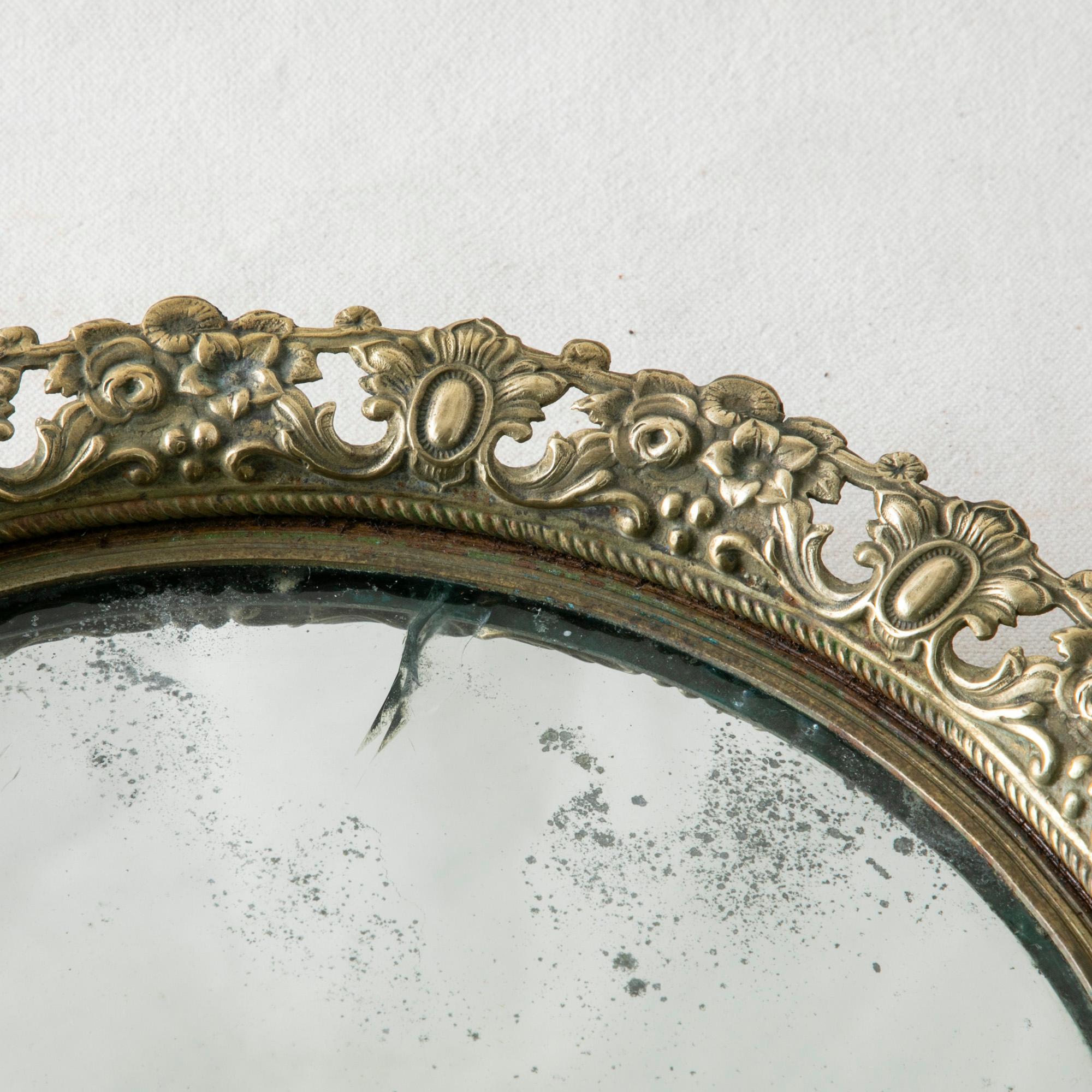 Early 20th Century French Footed Bronze Vanity Tray with Mirror 3