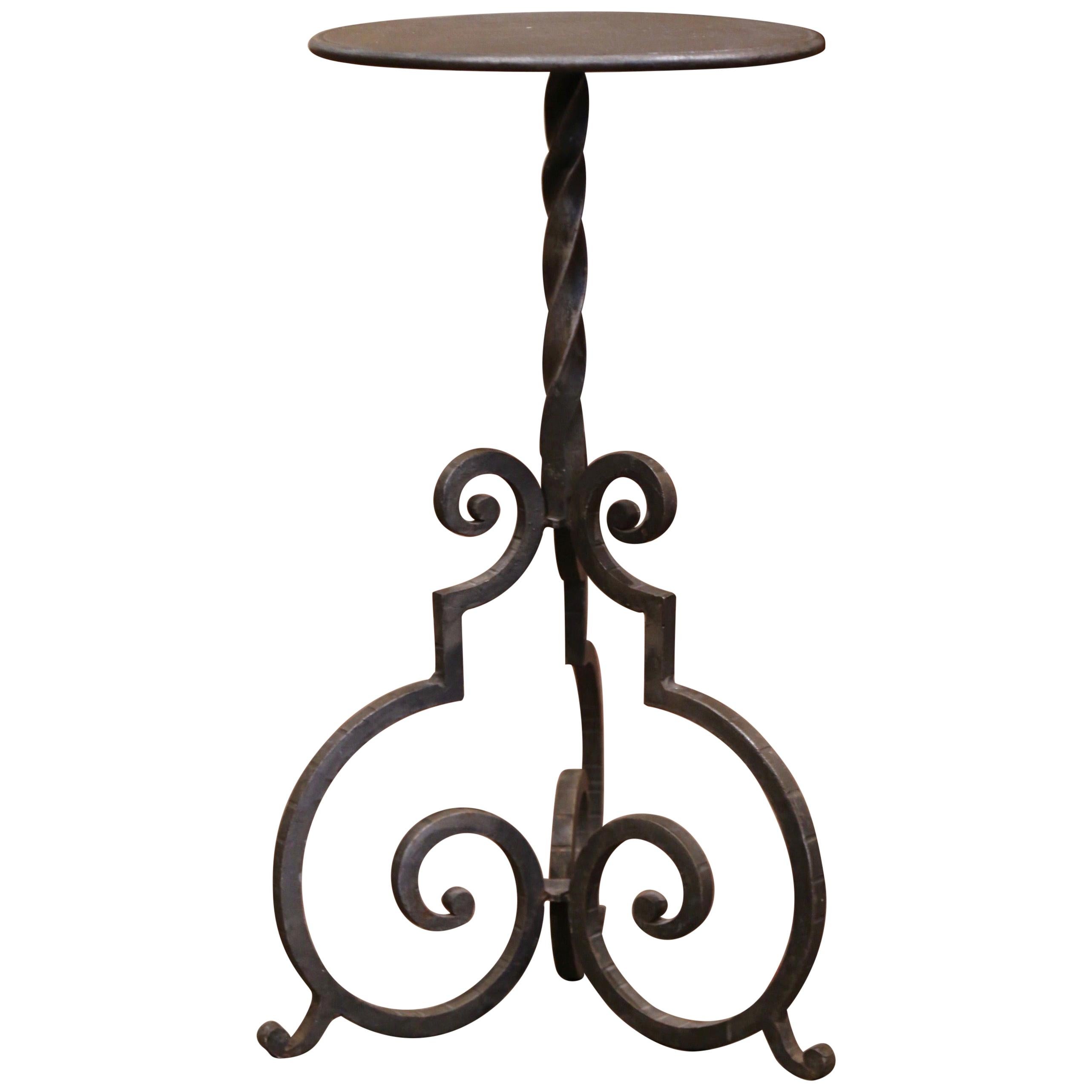 Early 20th Century French Forged and Painted Iron Martini Pedestal Table