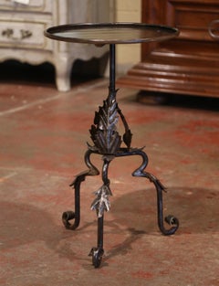 Early 20th Century French Forged and Polished Iron Martini Pedestal Table