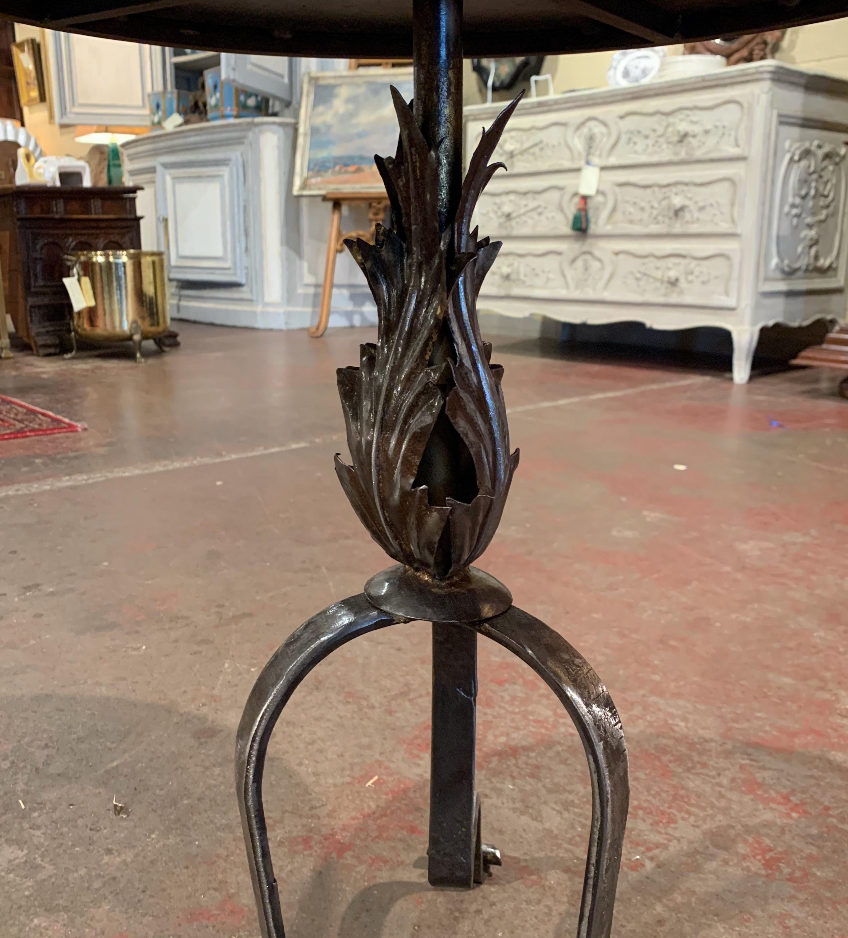 Gothic Early 20th Century French Forged and Polished Iron Martini Pedestal Table