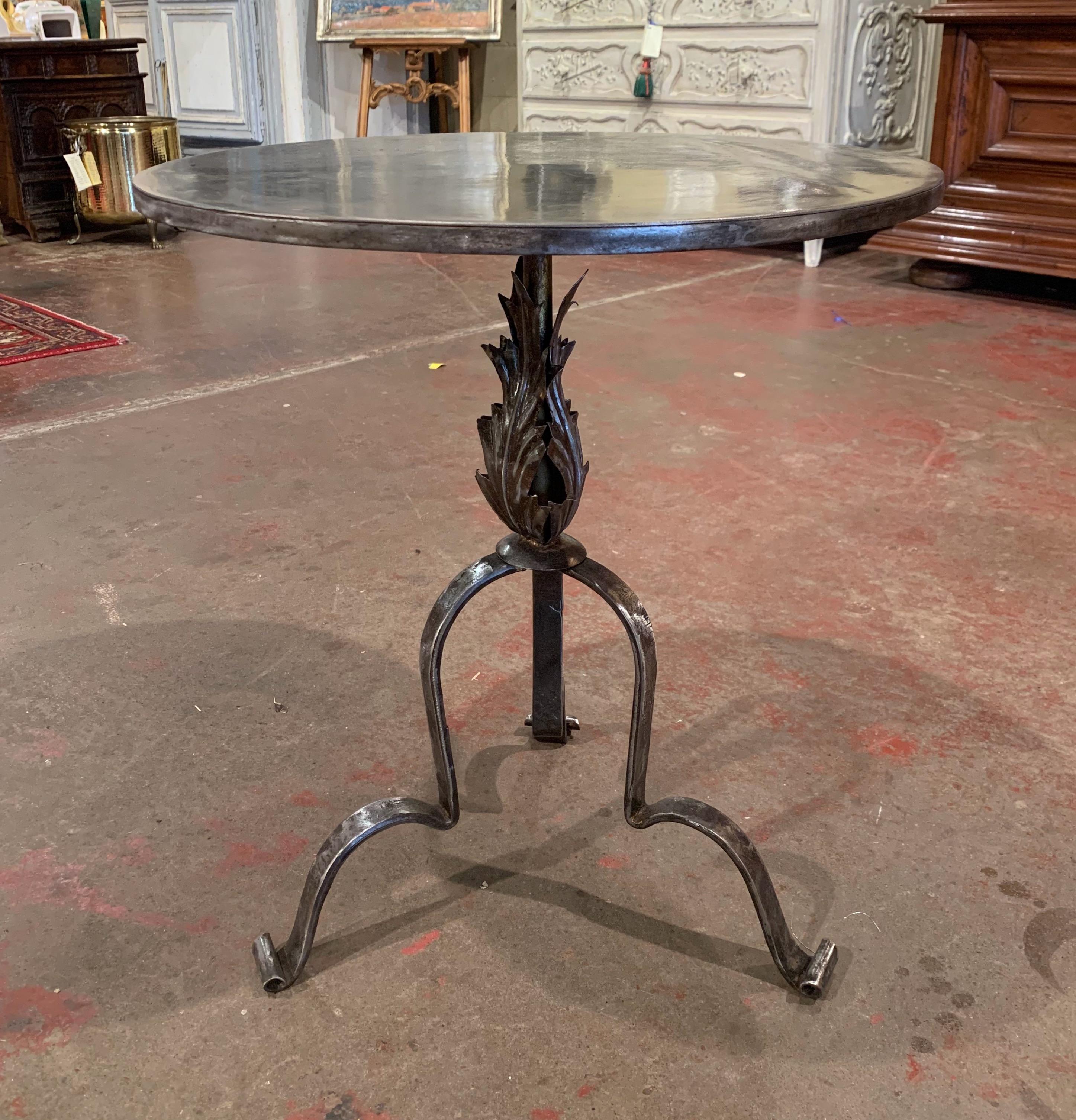 Early 20th Century French Forged and Polished Iron Martini Pedestal Table 1