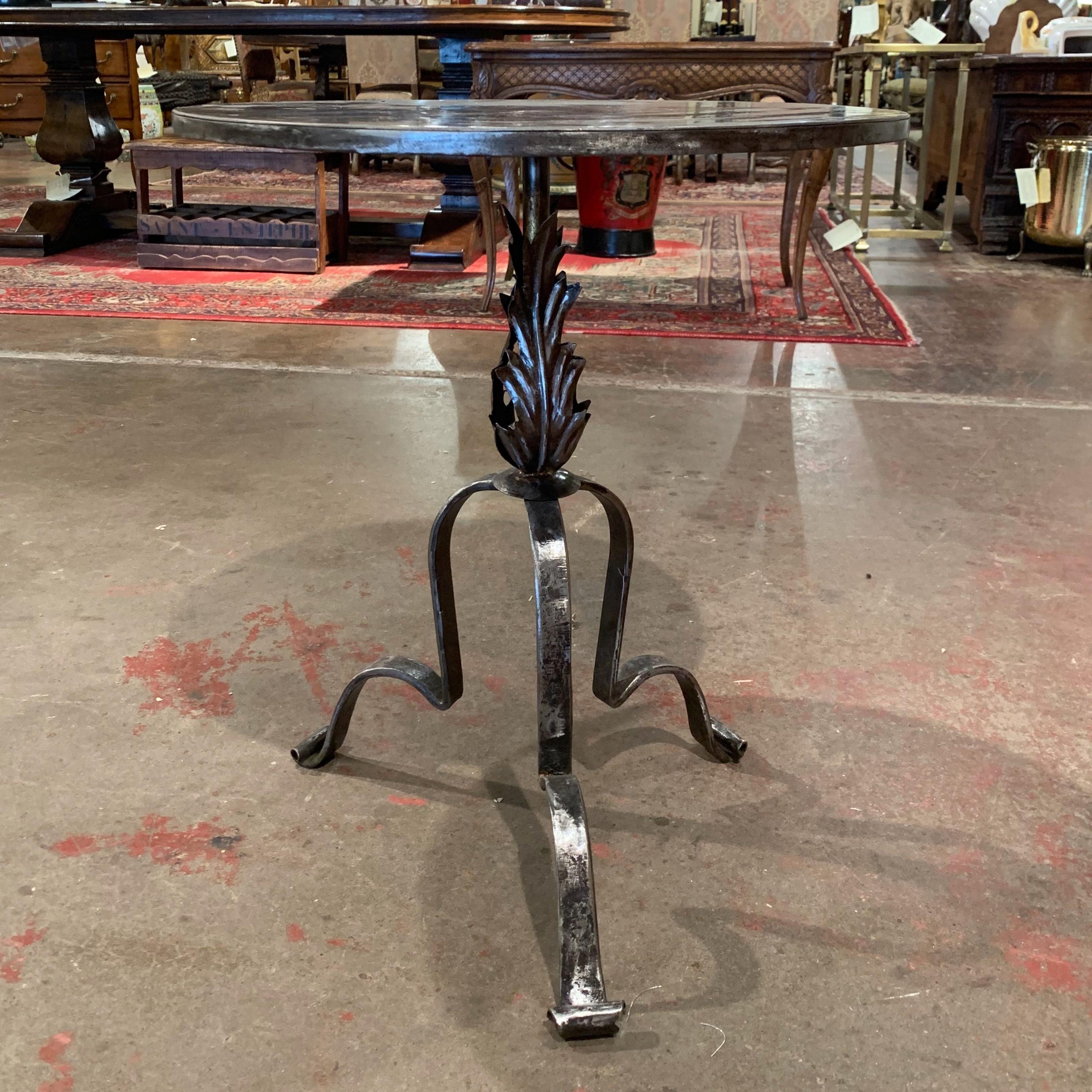 Early 20th Century French Forged and Polished Iron Martini Pedestal Table 2