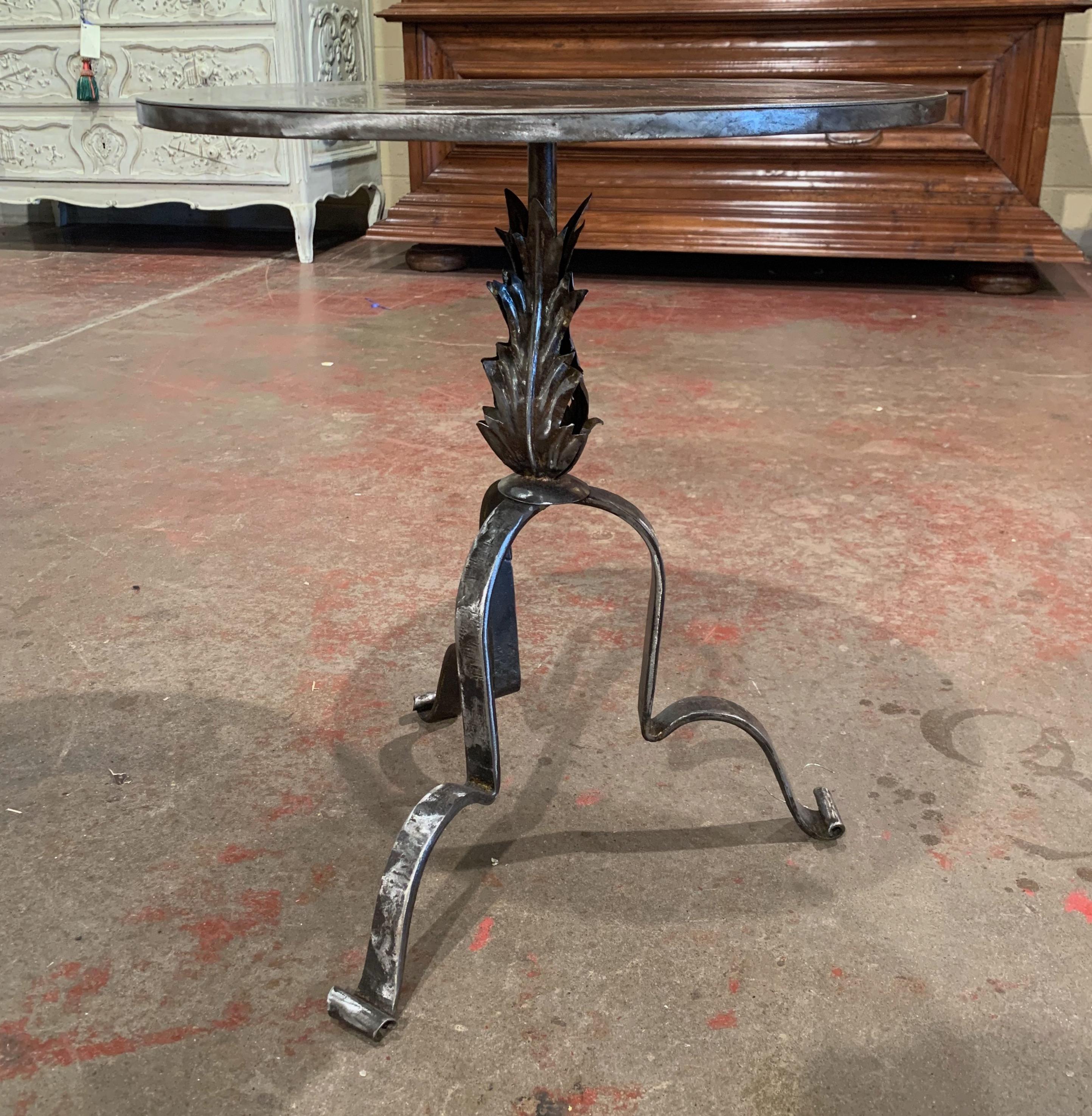 Early 20th Century French Forged and Polished Iron Martini Pedestal Table 3