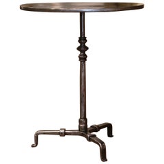 Antique Early 20th Century French Forged and Polished Iron Martini Pedestal Table