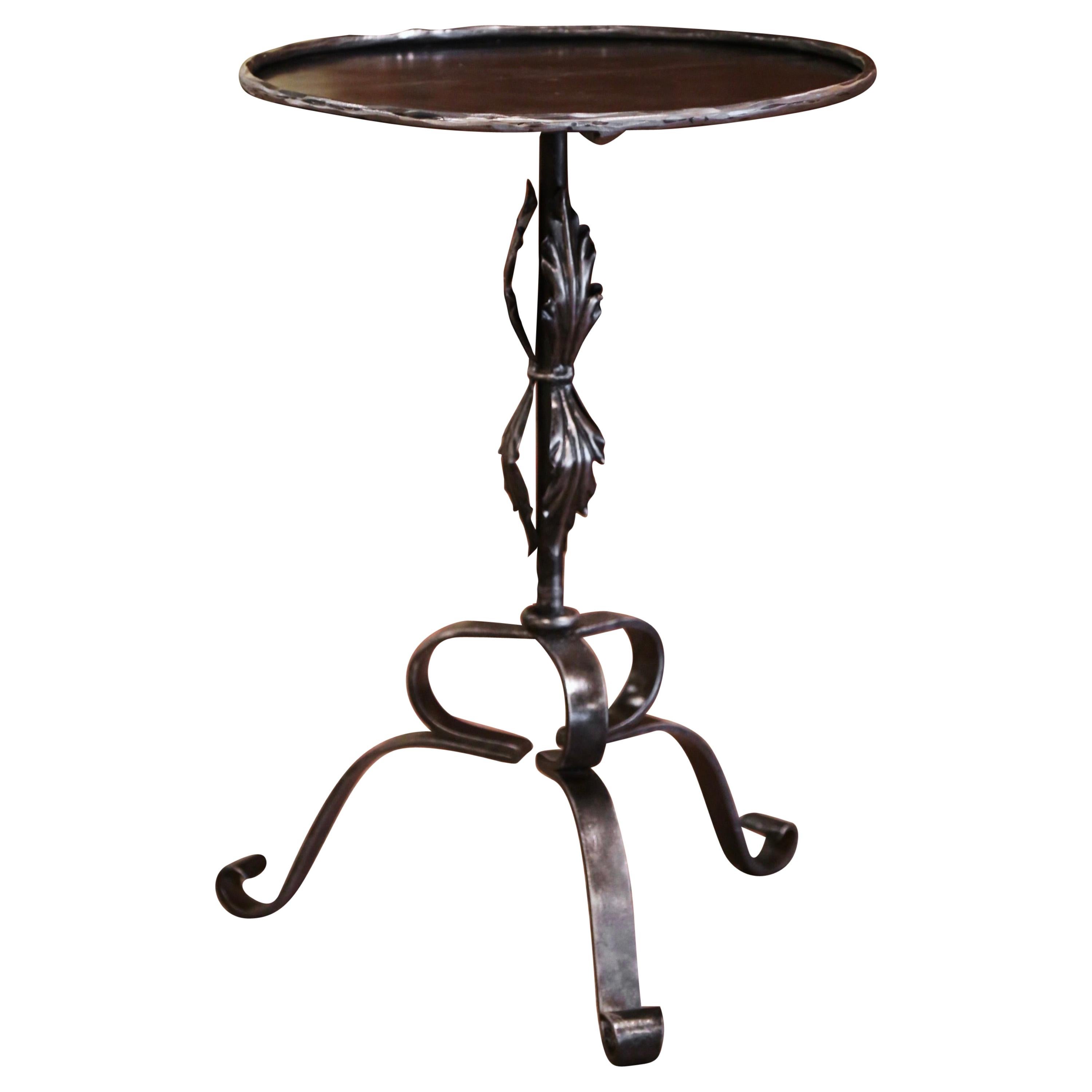 Early 20th Century French Forged and Polished Iron Martini Pedestal Table