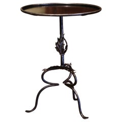 Early 20th Century French Forged and Polished Iron Martini Pedestal Table