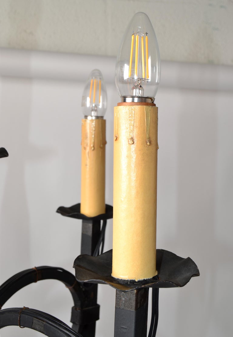 Early 20th Century French Wrought Iron 5 Light Candelabra Floor
