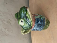 Early 20th Century French Frog Barbotine Pitcher, 1900s