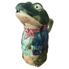Early 20th Century French Frog Barbotine Pitcher, 1900s