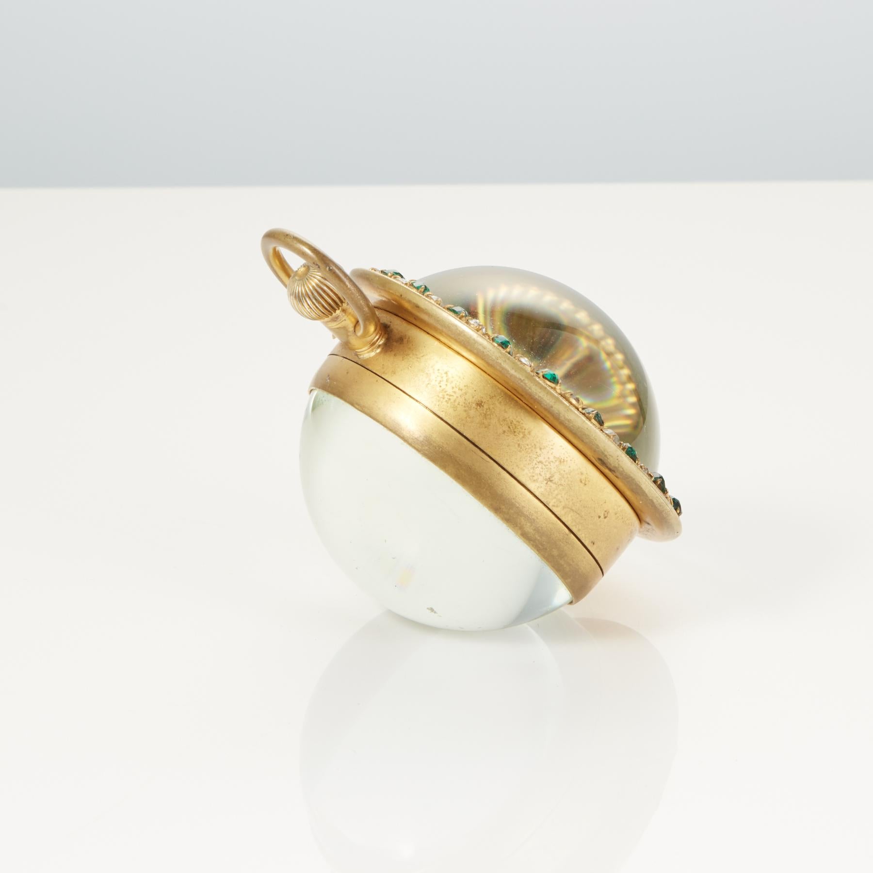 Early 20th Century French Gilded Ball Clock with Guilloche Enamel, circa 1910 1