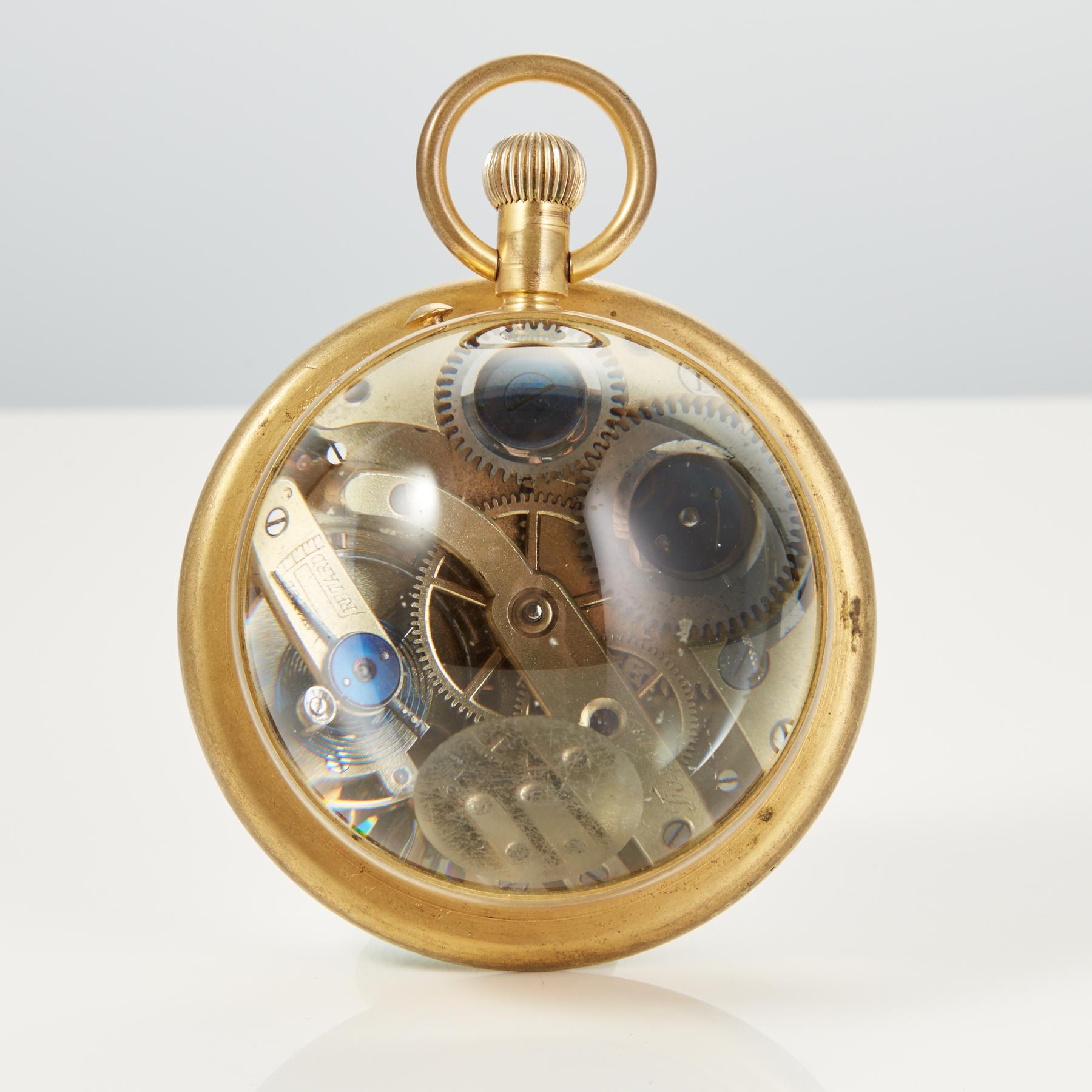 Early 20th Century French Gilded Ball Clock with Guilloche Enamel, circa 1910 4