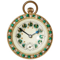 Early 20th Century French Gilded Ball Clock with Guilloche Enamel, circa 1910