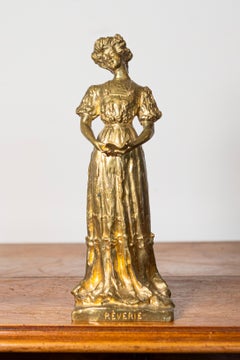 Early 20th-Century French Gilded Metal Statue – “Rêverie”