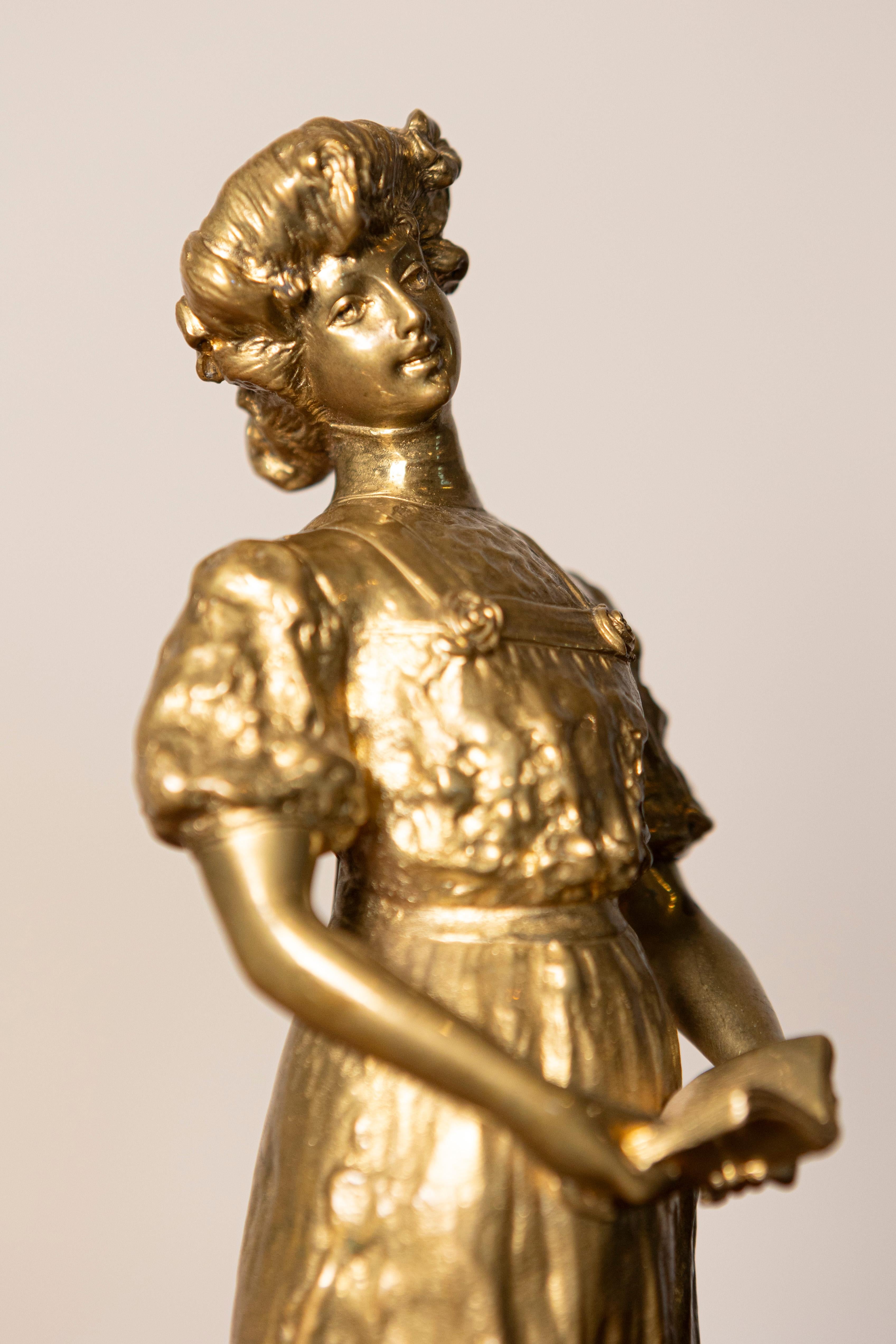 XX secolo Statua in metallo dorato francese dei primi del Novecento - 