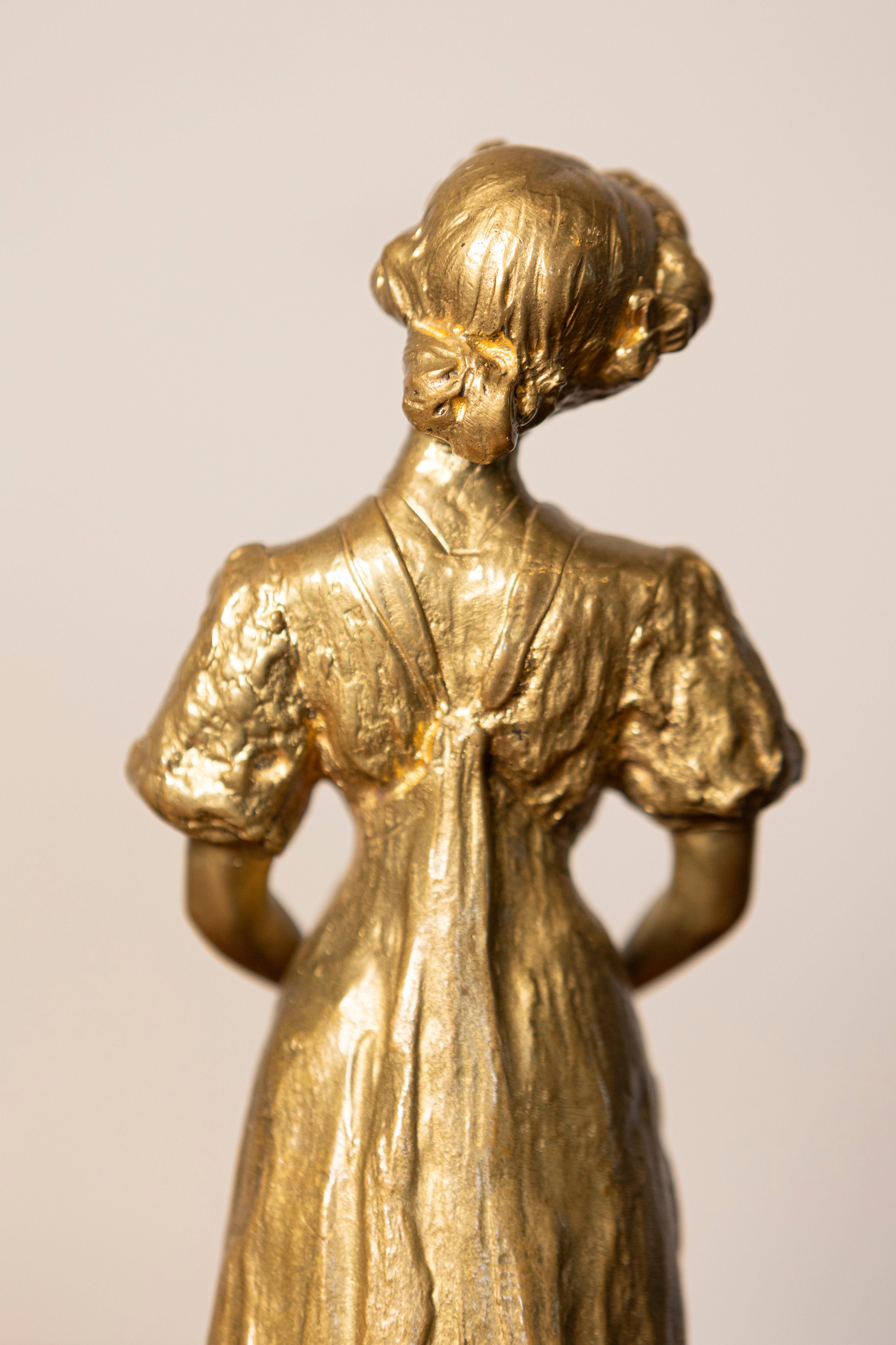 Metallo Statua in metallo dorato francese dei primi del Novecento - 