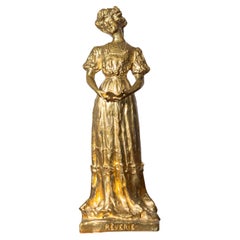 Französische vergoldete Metallstatue des frühen 20. Jahrhunderts - Rêverie