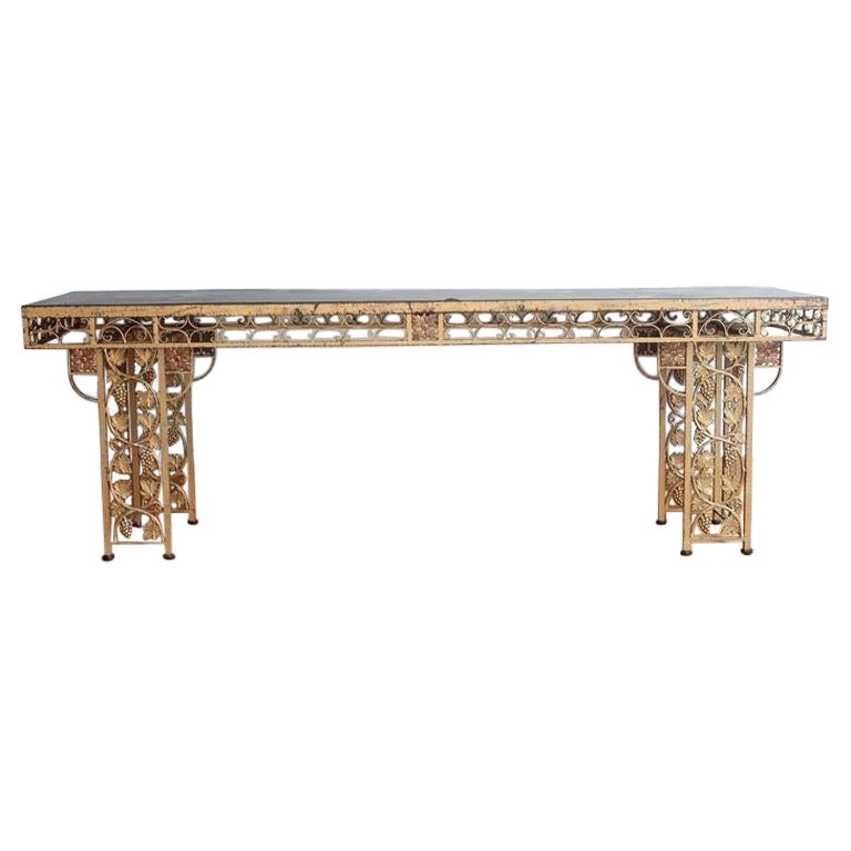 Early 20th Century French Gilded Wrought Iron Winery Table