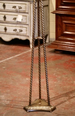 Early 20th Century French Gilt Brass Free-Standing Swivel Hall Tree with Hooks