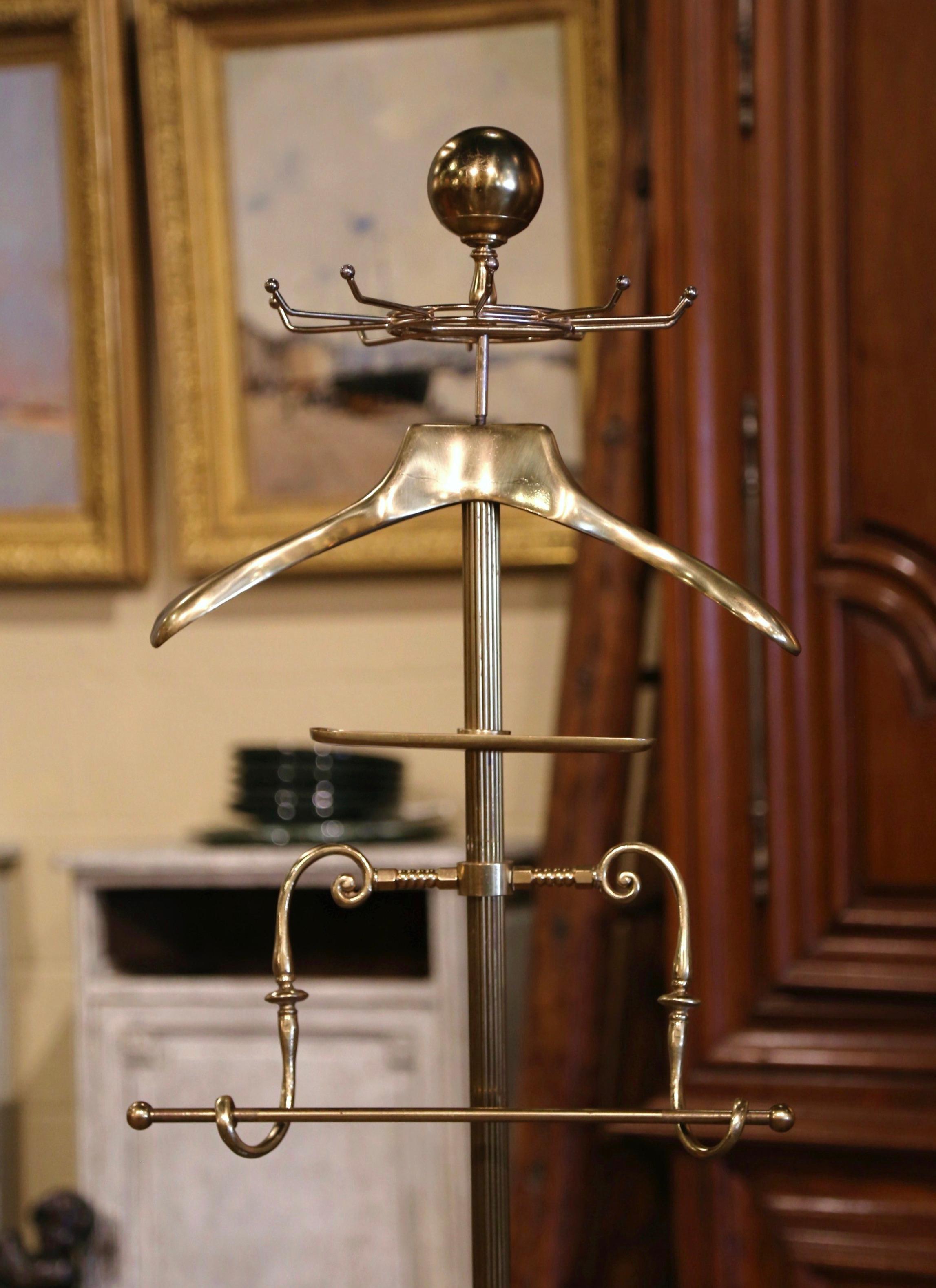Art Deco Early 20th Century French Gilt Brass Jacket Hanger Bathroom Coat Stand For Sale