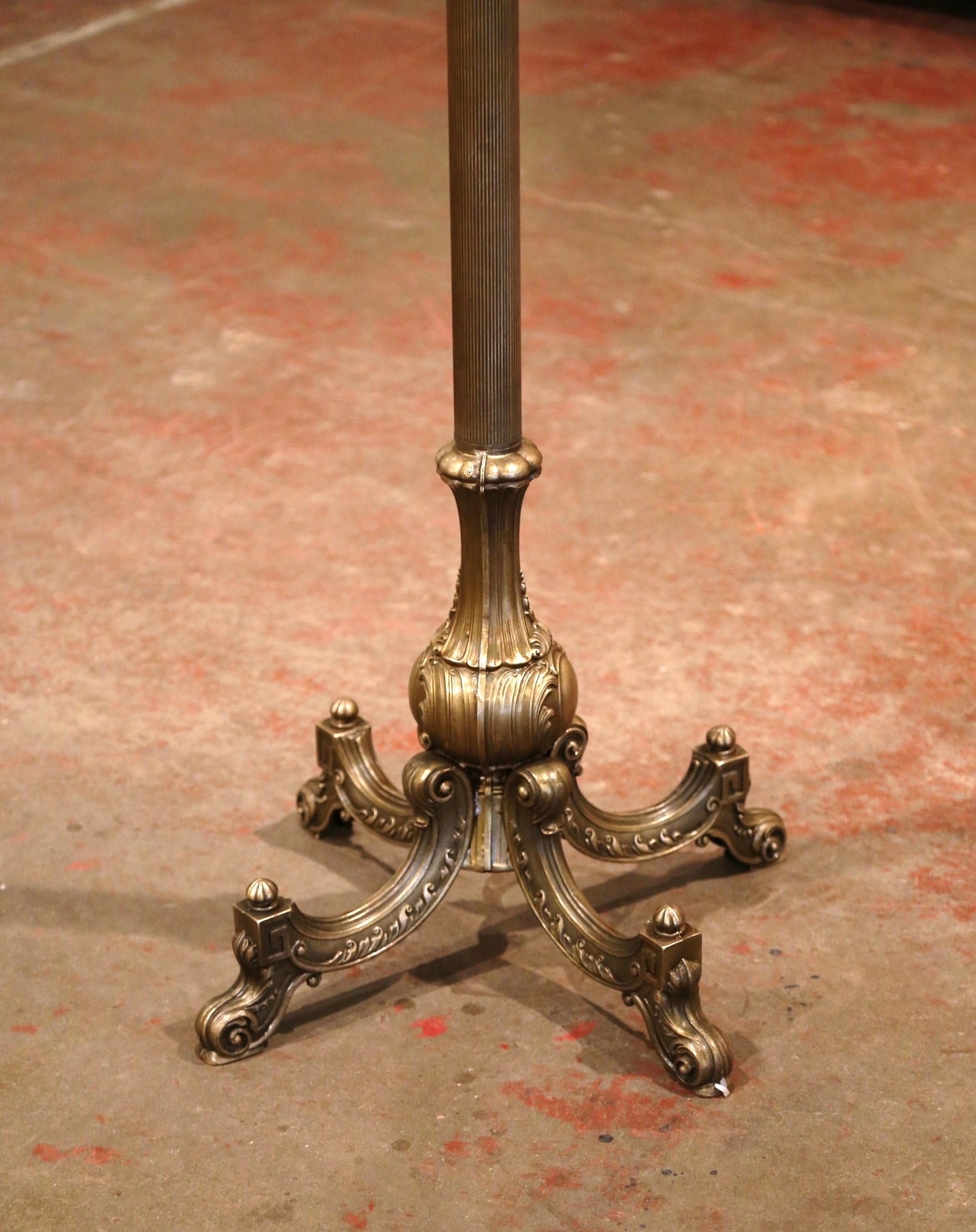 Early 20th Century French Gilt Brass Standing Hall Tree with Swivel Top 1