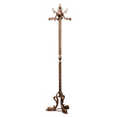 Early 20th Century French Gilt Brass Swivel Dolphin Standing Hall Tree