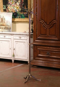 Early 20th Century French Gilt Brass Swivel Four-Hook Hall Tree Stand